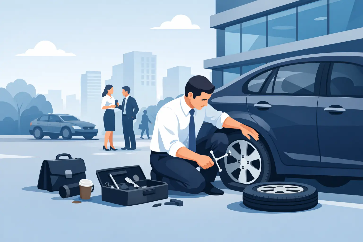 What to Do With a Flat Tyre at Work